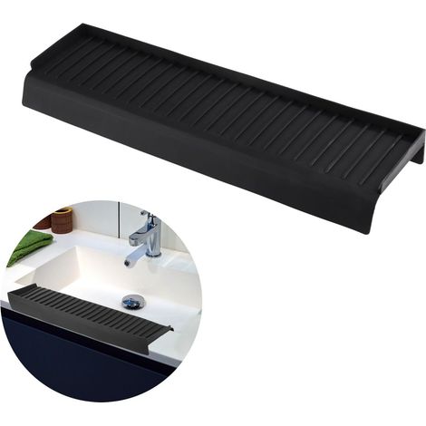 Protector de borde de fregadero, protector de silicona para fregadero de cocina, protección contra salpicaduras para bañera, encimera de granito, cuarzo, acero inoxidable (negro)
