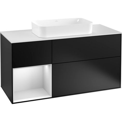 V&B Waschtischunterschrank Wandbeleuchtung Finion 120cm, Pl w m, Rg l wh. m Lac, bla m Lac (1/2)