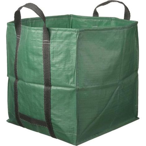 Grande sacco da giardino da 252 litri, 60x60x70 cm - Sacco per rifiuti da esterno resistente - Tessuto antistrappo/resistente ai raggi UV/antipioggia - Quadrato da giardino - Verde (1/5)