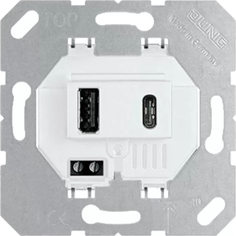 Jung USB-Ladegerät, 1 x Typ A + 1 x Typ C, alpinweiß USB 15 CA WW (1/2)