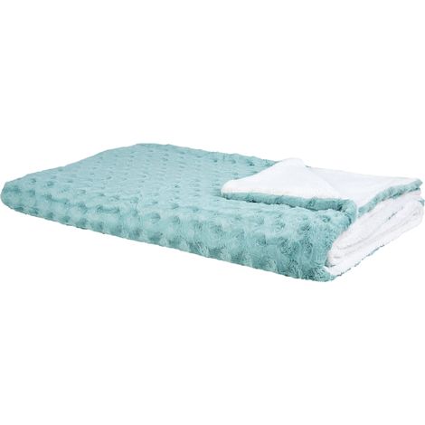 Manta de poliéster verde claro blanco 200 x 220 cm colcha cubrecama Kandilli (1/5)