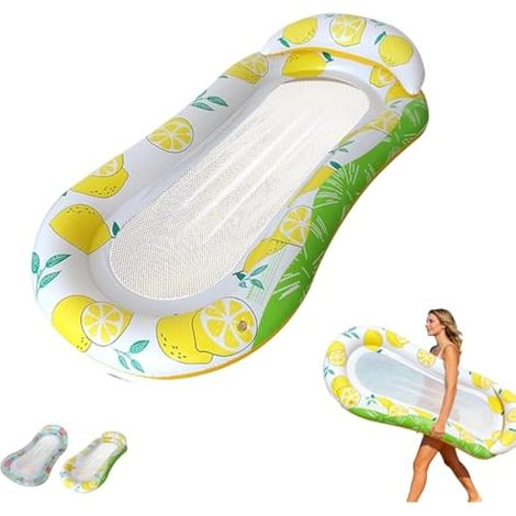 Flotteur de piscine gonflable, hamac d'eau en maille, 160 cm, salon flottant avec appuie-tête, chaise de relaxation, accessoire de piscine d'été avec matériau ergonomique, extérieur pour plage et lac (1/5)