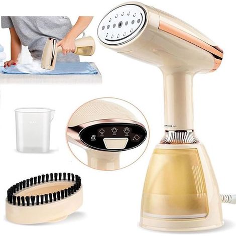Dampfreiniger für Kleidung，Tragbarer Handdampfreiniger，15 Sekunden Vorheizzeit，2-in-1: Faltenentferner und Bügeleisen für Kleidung (1/5)