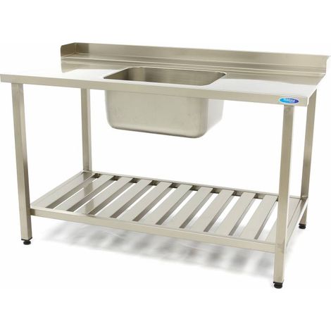Table Lave-Vaisselle - 140 x 75 cm - Droite - avec Évier et Dosseret - Maxima