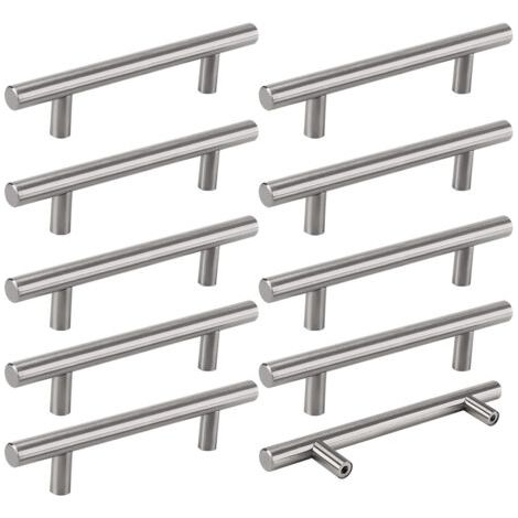 10 Küchengriffe Silber, Hohl Gebürstete Schrankgriffe, Türgriffe aus Edelstahl, mit Schrauben, Bohrlochabstand 128mm, für Schrank Schublade Schranktür (1/5)