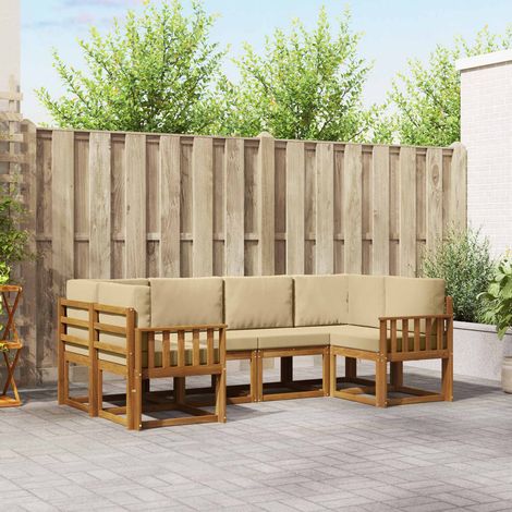 Outdoor-Sofagarnitur mit Kissen 6 pcs Natur und Beige