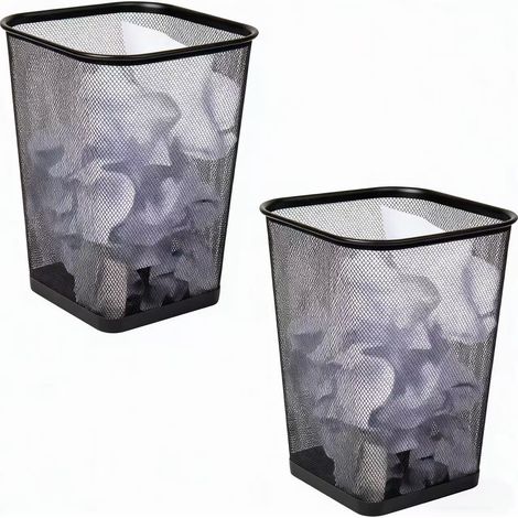Poubelle Maille Métallique - Carrée - 24,8 x 24,8 x 31,1 cm - 18,9 L - Pour Bureau Ou Intérieur - Lot De 2 (1/5)