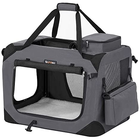 FEANDREA cage de transport pliable pour chien, 60 x 42 x 42 cm, gris (1/5)