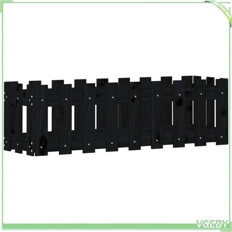 Lit surélevé de jardin - FAFEICY - 832474 - Bois de pin massif - 100 x 30 x 30 cm - Noir (1/5)