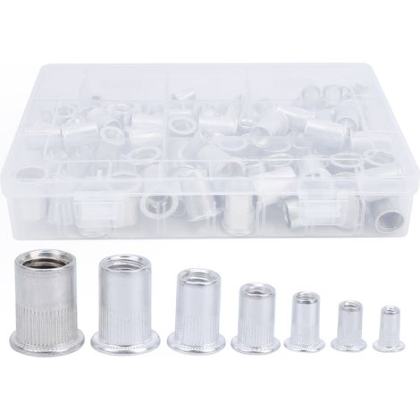 175pcs Écrous à Riveter Aluminium Tête Plate Assortiment avec Boîte de Rangement Coffret Outillage Industriel (1/5)
