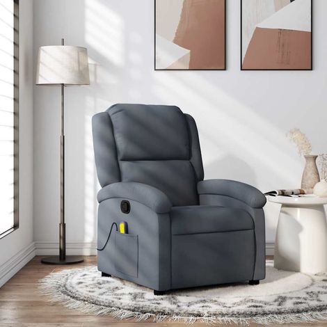 Massage-Relaxsessel, dunkelgrauer Samt