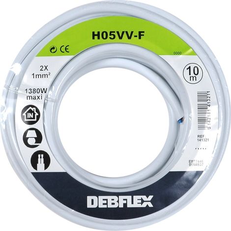 Bobinot de câble - Bobine de fils électrique - Câble électrique - Couronne de câble - Bobinot Câble Souple 10 mètres HO5VV-F 2X1 mm ² - Blanc - 141321