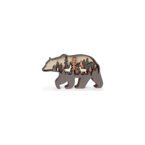 Décoration en bois sculpté en forme d’ours, figurine animale, sans éclairage (1/5)
