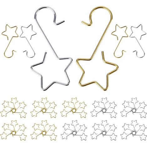 120 sternförmige Weihnachtsbaumhaken – Aufhängehaken für Weihnachtskugeln und -schmuck (Silber & Gold) (1/5)