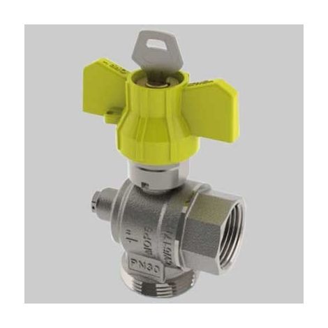 VALVOLA AD ANGOLO POST-CONTATORE CON PRESA E SICUREZZA - 3/4 x 1"1/4