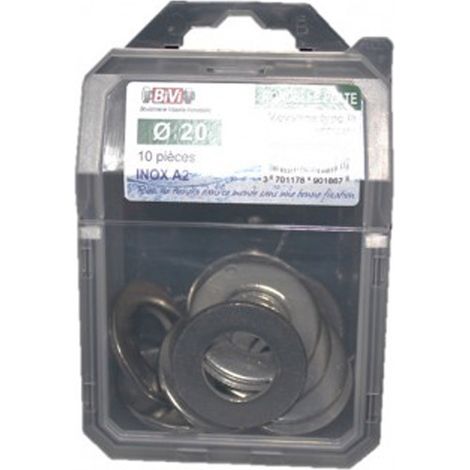 Rondelle plate moyenne (M) NFE 25514 Inox A2 Coque de 50 pièces - 8 mm - BIVI