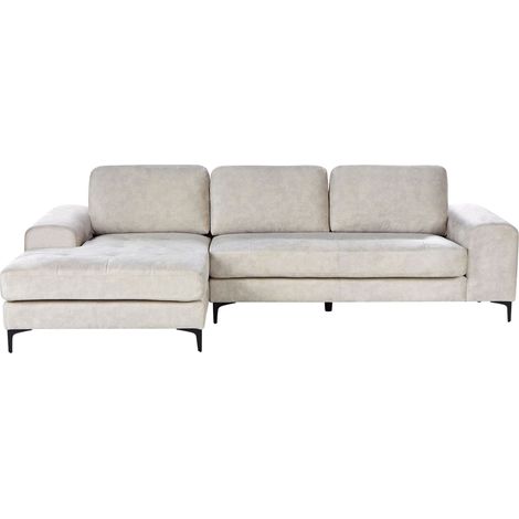 Ecksofa 4-Sitzer KIRUNA Samtstoff Hellbeige rechtsseitig