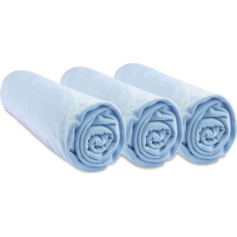 Lot de 3 Draps housse Bambou - 60x120 cm - Ciel (1/4)