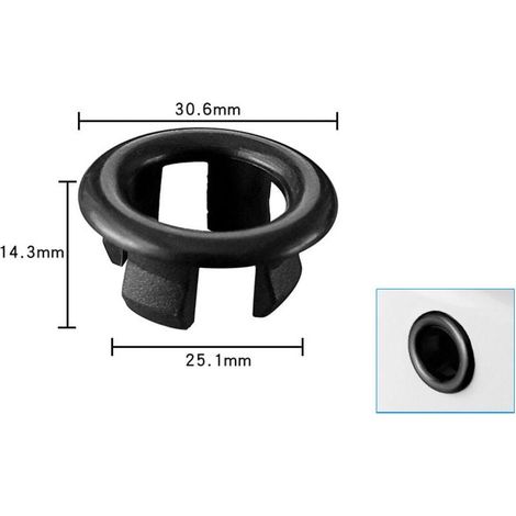 Lot de 2 Couvercles de Vidange pour Évier Salle de Bain Noir Anneau Creux 22 à 24 mm (1/3)