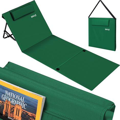 Lettino da Spiaggia Stuoia Materassino Mare Pieghevole Regolabile Imbottita Verde (1/5)