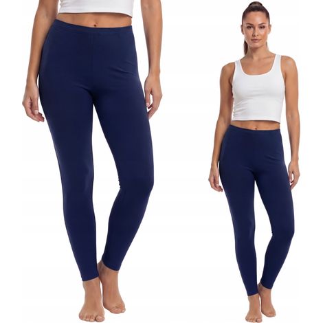 Leggings lunghi in cotone, produttore polacco, blu navy, taglia 3XL (1/4)