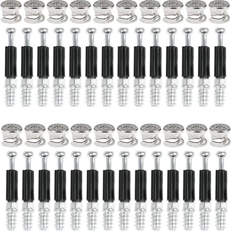 Raccords à Came Excentriques Ø15mm avec Chevilles M6 x 45 mm Connecteur de Meuble Excentrique Écrous de Blocage Came Connecteur Came Excentrique Écrous de Joint Excentriques