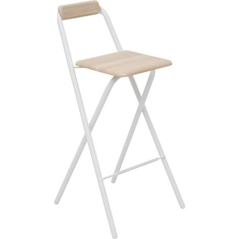 Lot de 4 Chaises de Bar "Louna" 98cm Blanc & Naturel (1/5)