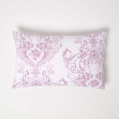 HOMESCAPES Pink French Toile Patterned Rectangular Cushion, 50 x 30 cm (1/3)