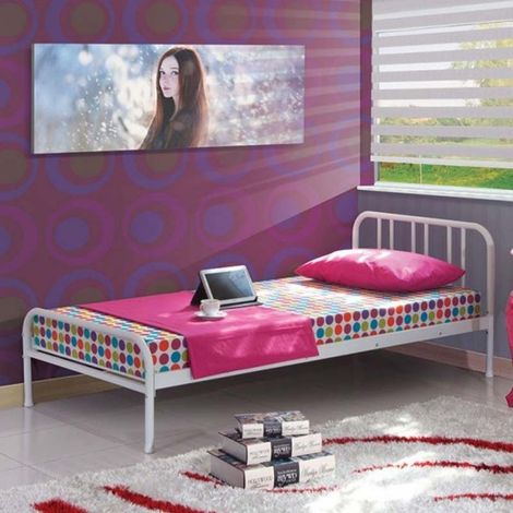 (2c) Letto singolo Genoa in metallo bianco (1/2)