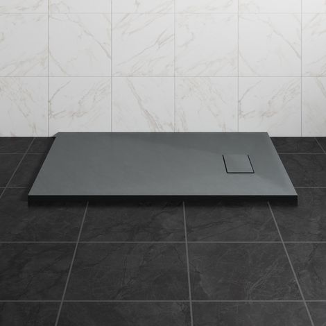 NRG 1100 x 700mm SMC Anthracite Rectangle Slate Effect Bathroom Shower Tray