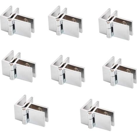 Cerniere per porte sezionali in vetro, clip rettangolare regolabile da 5 a 8 mm, clip singola per armadi e guardaroba, cerniere per porte in vetro, angolo di 90 gradi tra la porta in vetro e il pannel