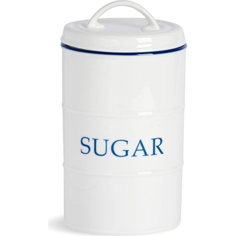 Pot à sucre rustique cottage en porcelaine blanche 11 cm pour cuisine et rangement (1/5)