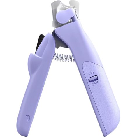 Questa lima e tagliaunghie 2 in 1 per cani è adatta a cani e gatti di taglia grande, media e piccola ed è dotata di luce LED (viola). (1/5)