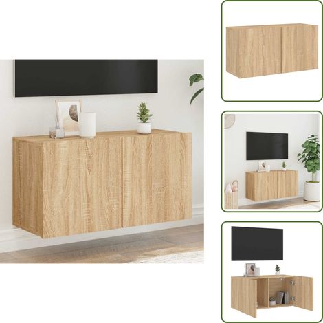TV-Wandschrank Sonoma-Eiche 80x30x41 cm - TV Schrank - Holzschrank - Regal - Wohnzimmereinrichtung - Wandregal