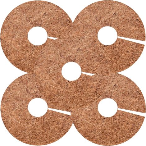 Tapis de protection pour plantes en coco, 10 pièces, disque de protection pour plantes, disque de paillis, tapis de coco d'hiver, protection hivernale pour plantes en pot (20 cm) (1/5)