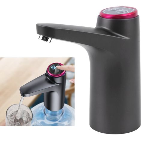 Pompa elettrica wireless per bottiglie d'acqua - Pompa automatica intelligente per indicatori di livello e bottiglie, ricaricabile tramite USB, portatile, in PE nero (1/4)