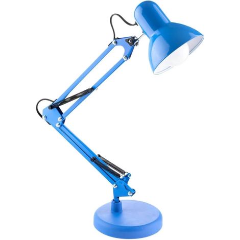 Antígona- Lámpara de Escritorio LED Articulada Vintage Retro  Ajustable 34-67cm  Iluminación E27, Metal, Azul (1/4)