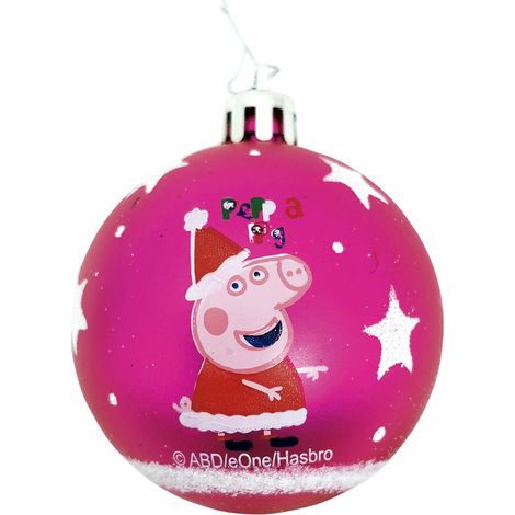 Palla di Natale Peppa Pig Cosy corner Fucsia 6 Unità Plastica (Ø 8 cm) (1/3)