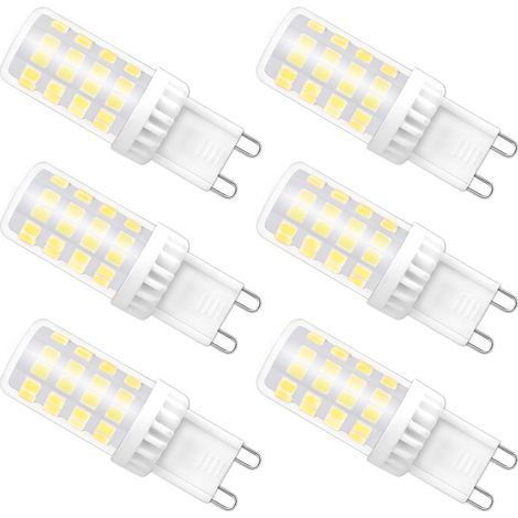 Ampoule LED G9 Non dimmable, 4W Équivalent à 40W Halogène Lumière, Blanc Froid 6000K, 480LM, Lampe LED G9 220V, 360°Larges Angle de Faisceau, 51 2835 SMD, Paquet de 6 (1/2)