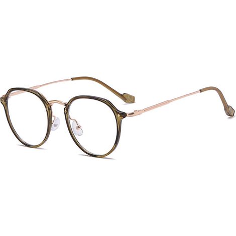 1 paire lunettes ovales rétro à rivets, anti-lumière bleue, légères, en métal, pour usage quotidien et professionnel (1/5)