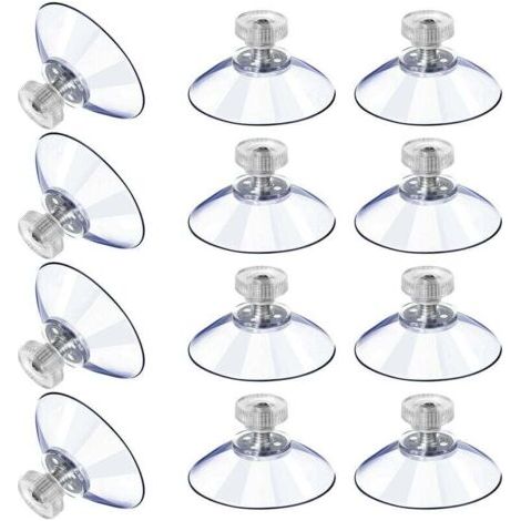 12 Grandes Ventouses Ventouses en Plastique Ventouse Anti-Collision Transparente en Caoutchouc Vis Écrou en Métal Ventouse Solide en PVC Transparent Remplacement avec Écrou de Vis (40M5-10)