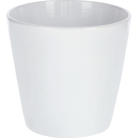 KOTARBAU Pot de fleurs en céramique - 13 cm - Classique - Blanc lisse (1/5)