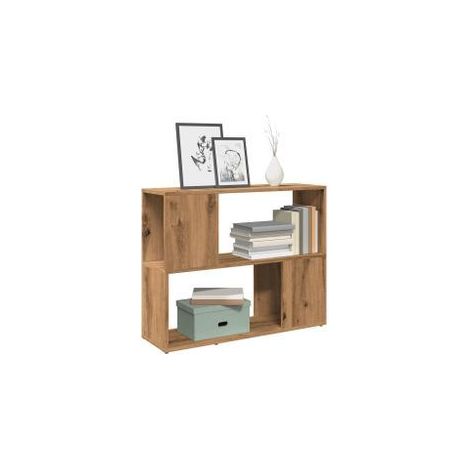 Bibliothèque-Séparateur de pièce chêne artisanal 80x24x63 (1/5)
