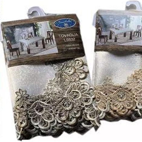 Trade Shop - Tischdecke Tischüberzug Elegant Party Spitze Stickerei Verschiedene Farben 140x180 140x240 cm - -mit einem quadratmetergewicht von mehr als 40 ght - (1/3)