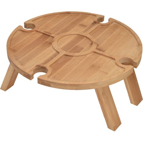 Table à vin en plein air Table de pique-nique en bois pliante avec porte-verre à vin pour la randonnée Camping Dner en plein air (1/5)