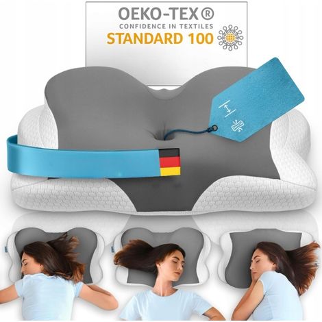 Oreiller orthopédique Gluckstoff en mousse à mémoire de forme grise, sans sac (1/5)