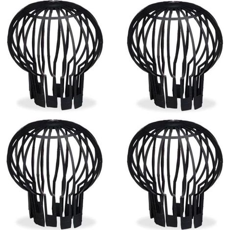 Filtre gouttière, lot Pratique de 4, Plastique, crépine, Protection, écoulement de l’Eau, Ø 12 cm, Noir (1/5)