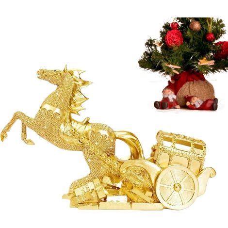 Statuette Cheval Année du Cheval 2026 - Figurine Décorative de la Fête du Printemps,Sculpture en Résine de l'Année du Chinois pour Bibliothèque Étagère Table à Manger Chambre Table de (1/5)
