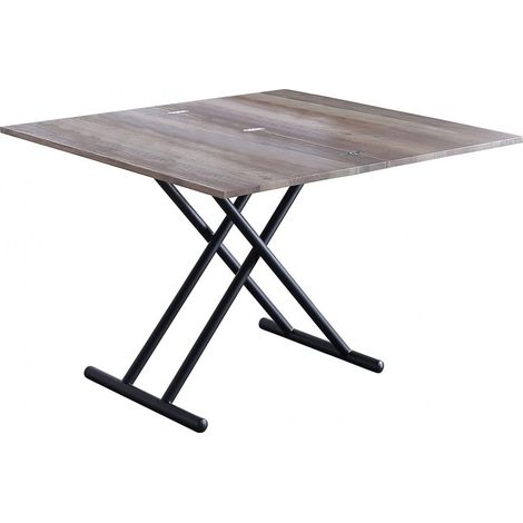 Table basse relevable rectangulaire extensible coloris noyer / pieds noir -Longueur 100 x largeur 50-100 cm (1/5)