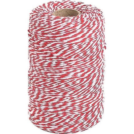 Ficelle rouge et blanche, 200 m de ficelle de coton de boulanger, idéale pour la cuisine, la pâtisserie, la boucherie, le bricolage et l'emballage. (1/5)
